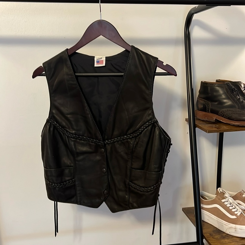 Vintage leather biker vest